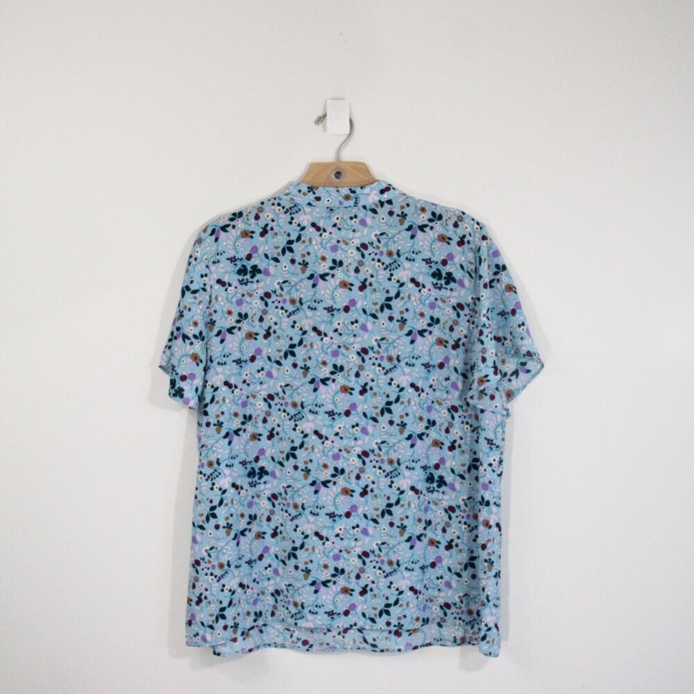 Talbots Floral Top New Women Short Sleeve Blouse V Neck Bow Shirt sz XL - Picture 9 of 11